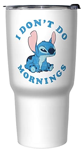 Disney Stitch Mornings - Tazza da viaggio isolata in acciaio inox, 765,4 ml, multicolore