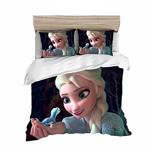 Doiicoon Anna ELSA Bettwäsche Kinder, ELSA Bettwäsche 135x200, Kinderbett Mädchen, Anna Und ELSA Bettwäsche, Eiskönigin Bettwäsche (2,200 x 200 cm)