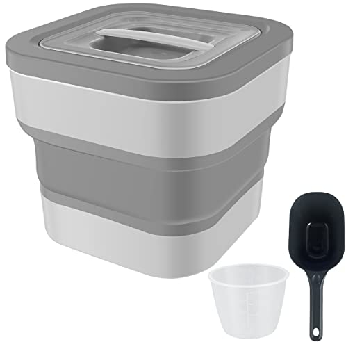 Futtertonne (25kg Fassen) Hundefutter Aufbewahrung Zusammenklappbar Luftdicht Hundefutter Box Große Vorratsdose Mit Deckel Messbecher Schaufel, Aufbewahrungsbox Für Mehl Müsli Reis Tierfutterbehälter