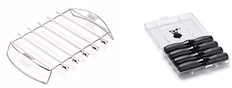 Weber 6606 Schaschlik & 6489 Maiskolbenhalter-Set, Edelstahl, 8 Stück, Für Picknick, Grillen, Gartenparty