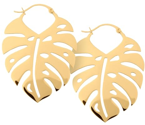 Wildcat Monstera Leaf Hoops Gold onesize