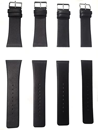 NZZXTO Replacement Leather Watch Band for Skagen Unisex Watches with Screw (24mm Black