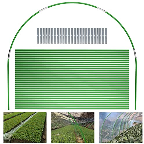 Greenhouse Hoops for Raised Beds 30 Pcs 17 Inches Green Detachable Fiberglass Support Hoops Frame Grow Tunnel Garden Hoops for Garden Fabric