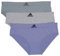 adidas Women's Seamless Hipster Underwear 3 Pack Panties, Silver Violet/Heather Grey/Silver Green, S