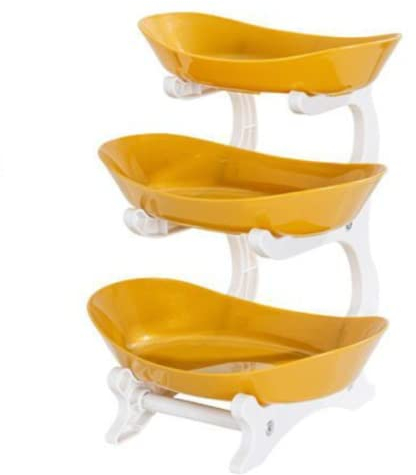 JUNYFFF Frutero De 3 Pisos, Cesta De Frutas De PP Cocina Mostrador Y Organizador para Verduras Y Frutas, Soporte De Frutas con Cuencos para Sala De Estar,Cocina,Amarillo