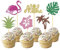 24 Stück Glitzer Tropische Hawaii Cupcake Topper, Flamingo Tortendeko, Aloha Cupcake Topper für Hawaii Aloha Luau Poolparty Sommerparty Dekoration (Aloha Gold)