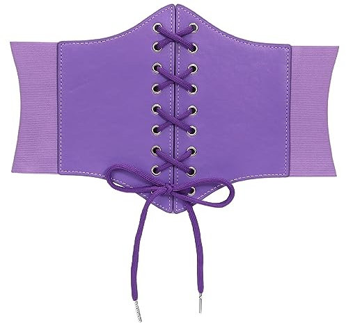 WERFORU Ceinture large à lacets Waspie pour femme, ceinture élastique, L violet foncé, 22-26W
