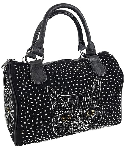 Einkaufszauber Handtasche Katze Bowlingbag Strass