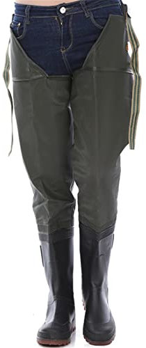 HWBZSZY Trampolieri Traspiranti con Suola Antiscivolo Stivali in Gomma PVC Stivali da Pesca Impermeabili al 100% Scarpe da Pioggia Alte per Pesca A Mosca Caccia Piantagione Agricoltura,Verde,45 EU