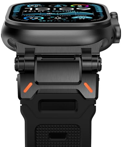 Fullife 49mm 46mm 45mm 44mm 42mm(Series 3 2 1) Compatible with Apple Watch Silicone Straps,Sport Band for iWatch Ultra 3 2 1,Series 11/10 9 8 7 6 5 4 3 2 1 SE,Black/Black Connector