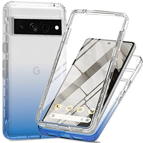 RonRun Coque pour Google Pixel 8 Pro avec Protection écran, 360° Full Body Protection Case Transparente Etui Antichoc Silicone Bumper Coque pour Google Pixel 8 Pro - Bleu