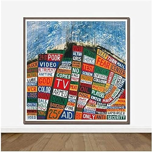 ORCOW Musikalbum-Cover-Poster und Drucke, Radiohead Hail to The Thief, Leinwandgemälde, Kunstposter, für Wandbilder, Heimdekoration, 50 x 50 cm, ohne Rahmen