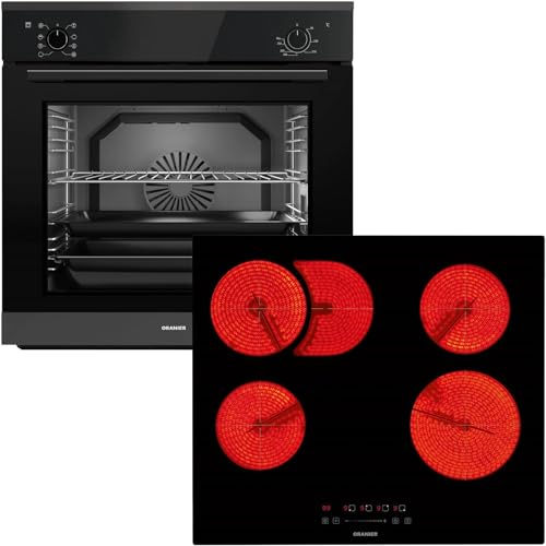Oranier Einbau-Backofen Set EBS320 autark - 9 Funktionen inkl. 60 cm Glaskeramik-Kochfeld KFC160 ohne Induktion - 4 Zonen mit Bräterzone