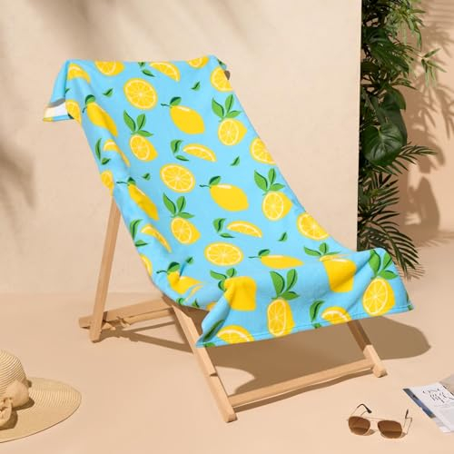 DREAMSCENE Mikrofaser-Strandtuch, Blaue Zitrone, Badehandtücher für Erwachsene, superschnell trocknendes Handtuch, Pool, Fitnessstudio, Sommer, Strand, Urlaub, 71 cm x 152 cm