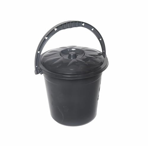 Plastic Bucket with Lid Handle Small Large Storage Bucket Bin Container Measures (Graphite Grey, 5L), B09TTG8W22