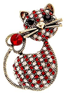Générique Femmes Vintage Noir Cristal Mignon Chat Broche Pins Vêtements Sac Accessoires Broches Broches Broches Pour Broche Dans Bijoux (A, One Size)