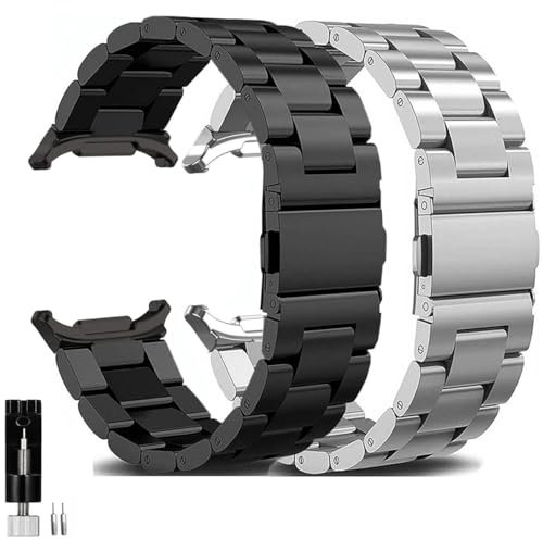 Kompatibel SAMSUNG Galaxy Watch Ultra 47mm Armband 2025/2024, Galaxy Watch 8 7 Ultra Armband Metall Frauen Männer,Metallarmband Edelstahl Schwarz Silber
