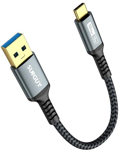 SUNGUY Cable USB C Corto, 2 piezas 15cm 10 Gbps Cable USB A USB C, Cable USB C Carga Rapida compatible con iPhone 16/15 Pro Max, Galaxy S24, Google Pixel 8/8 Pro, Android Auto, Huawei P40, MacBook Pro