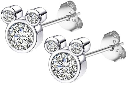 HinDaLi Ohrringe Silber 925 für Mädchen Damen Ohrstecker Maus Ohrringe Silber Kinder Ohrringe Damen Stecker Ohrringe Zirkonia Silber Ohrstecker Damen Kleine Frauen Ohrringe Runde Knorpel Ohrringe