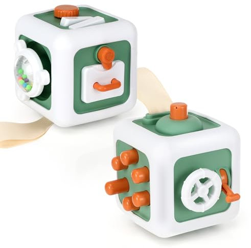 Pavlleen Cubo Occupato 6 in 1,Giocattoli per Bambini con attività a cubo,Giocattoli Sensoriali Montessori,Educativi Cubo di attività per Neonati Piccoli 1-4 Anni