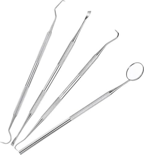 CHPN - Zahnarztset - Zahnarzt Spiegel - Zahnpflegewerkzeuge - Zahnhygiene - Mundspiegel - Zahnhaken - Pinzetten - 4 -Stück