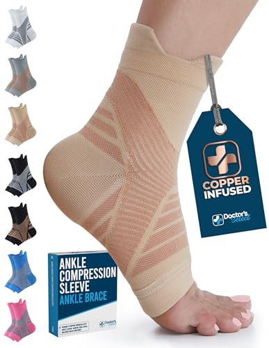 Doctor's Select Manchon de compression en cuivre - Chaussettes de compression sans orteils, chevillère en cuivre pour femme, support de cheville pour homme, chaussettes de compression pour fasciite