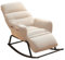 Relax Sessel Groß Sofa-Schaukelstuhl aus Cord Verstellbarer Winkel der Rückenlehnenbeine 3 Schichten Innenkernfüllung Loungesessel Mit Seitentaschen(White)