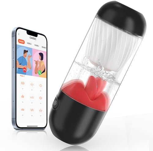 PINTLE Elektrischer Masturbator für Männer mit APP-Steuerung – 3-in-1 Taschenmuschi mit Zungenstimulation, 360° Rotation, 9 Vibrationsmodi, Blowjob-Effekt, Vibrator Penis Stimulator Sexspielzeug Männe