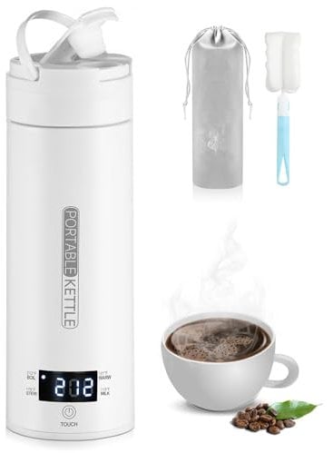 Portable Electric Kettle,450ml Travel Kettle With 4 Smart Tempe Preset, Stainless Steel Mini Tea & Coffee Kettle with Auto Shut-Off & Boil Dry Protection (S)