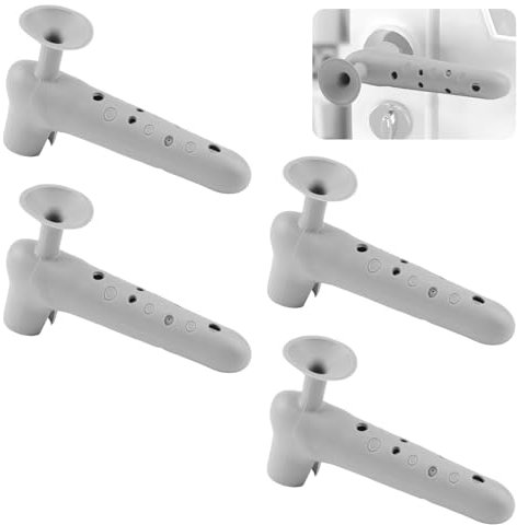 UFURMATE Door Handle Covers with Anti-Collision Suction Cup 4Pcs Thickened Silicone Door Knob Glove Covers Anti-Static Safety Door Knob Protector for Flat Square Door Levers (Grey