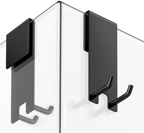 Siegvoll Gancio Accappatoio Doccia Ganci per Box Doccia Set di 2 con Copertura in Gomma,Gancio Appendi Asciugamano per Porta Doccia,Supporto per Tergicristallo per Doccia,adatti per Vetro di 6-10 mm