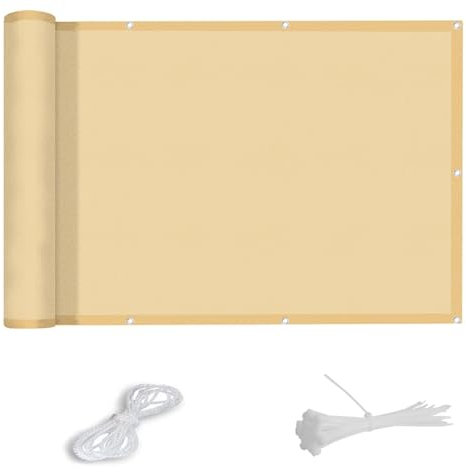 EKalgretrA Pantalla de privacidad for balcón, Impermeable, Opaca, de poliéster Toldo Lateral retráctil(Beige,80X300cm)