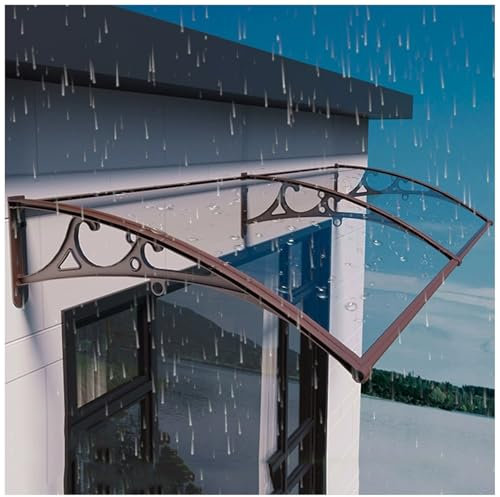LYCDPYCD Outdoor Rain Canopy Household Garden Awning Aluminum Alloy Bracket Sturdy Awning with Large Gutters Entrance Sunscreen Canopy Curved Awning(60 * 120cm)