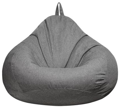 DTLEO Sitzsack Stuhlbezug Sitzsackhülle aus Leinen Sitzsack Abdeckung (ohne Füllung) Ideal für Jugendliche und Erwachsene,Grau,120 * 160cm