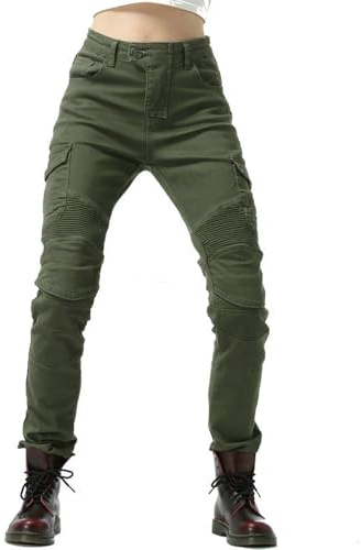 Vhersily Vaqueros de moto para mujer, pantalones vaqueros skinny de verano, con protecciones para rodillas y caderas, elásticos, ajustados, de mezclilla, para motociclista, hotpants, fiestas