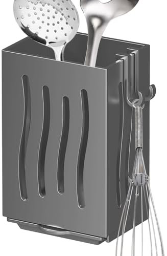 Wall Mounted Cutlery Holder | Chopstick Draining Holder | Multifunctional Countertop Utensil Drainer |L Large Capacity Utensil Holder for Flatware, Forks, Knives Spoons