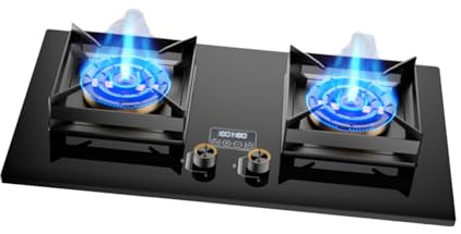 Réchaud Portable À 2 Brûleurs, Réchaud À Gaz De Camping 5,2 KW, Double Usage GPL/GN, Avec Minuterie Et Verre Trempé For En Plein Air À La Maison(NG)