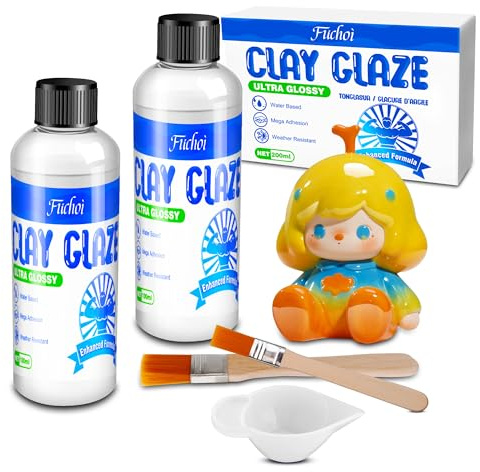 Lufttrocknender Tonglanzlack 2×100ml ， Transparenter Hochglanz-Klarlack | Tonversiegelungslack - Kratz-, Abrieb- und Rissfest Wasserfester Lack für Acrylfarben, Töpfern, Holz & Ton selbsttrocknend
