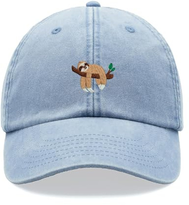 Baseballkappe mit Faultiermotiv, Vintage, gewaschen, Unisex, niedriges Profil, verstellbar