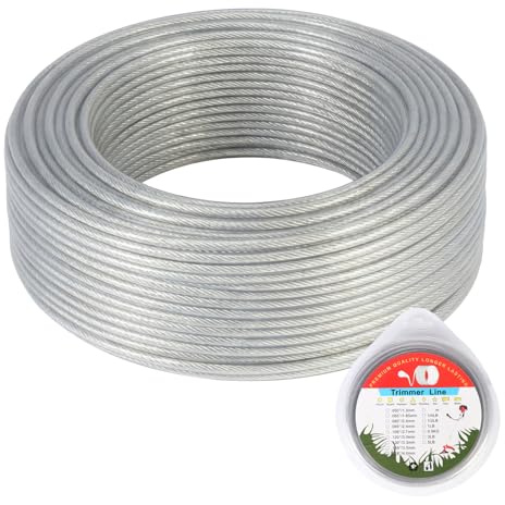 DTLLCZP Hilo de acero para podadora de 2,4 mm x 30 m – Accesorio de cable para podadora de césped para eliminar malezas y hierba en el jardín