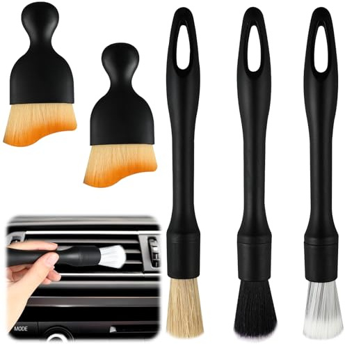 IMALPQPP 5 Stück Detailing Pinsel – Auto Innenraum Reiniger Set & Auto Reinigungsset Innenraum, Weiche Bürsten für Cockpit, Lüftung, Spalten, Vielseitiges Putz Set & Autowaschbürste