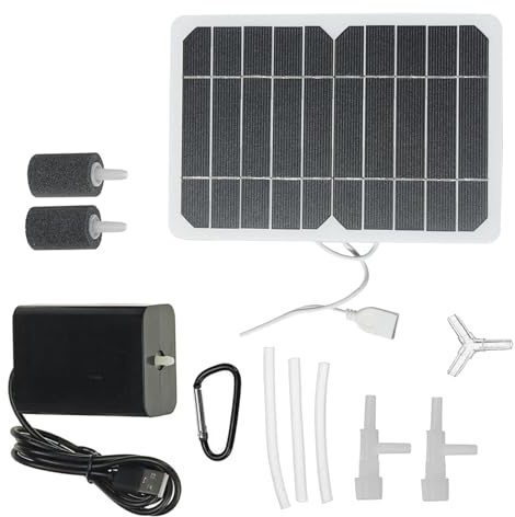 Oxxggkao 3 Solar Fountain Aerator 5W 5V Panel Set with Bubble Stone for Garden Bird Bath & Aquarium Solar Power Oxygen Pumping Fish Pond