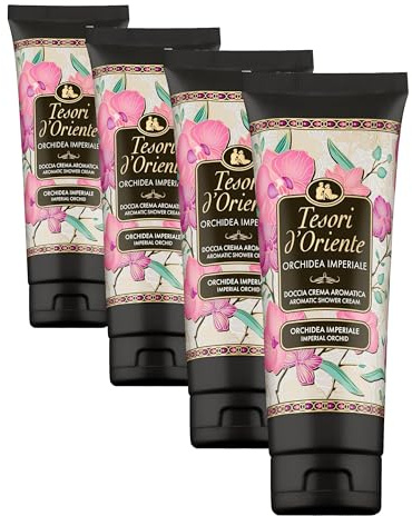 Tesori d'Oriente - Doccia Crema Orchidea della Cina dalle Note Floreali, Deterge Dolcemente la Pelle e Dona Una Sensazione di Benessere, 250ml (Confezione da 4)