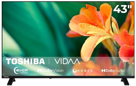 Toshiba 43UV1563DDW Fernsheer 43 Zoll VIDAA Smart TV mit 4K UHD Auflösung | Dolby Vision HDR | 2x HDMI | 1x USB | Dolby Audio | Sprachsteuerung | Frameless Design | Triple-Tuner DVB-C/-S2/-T2 | 2026