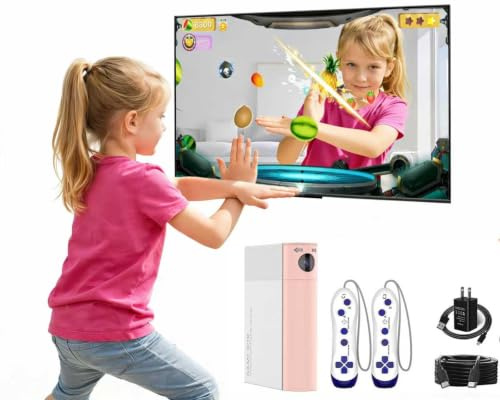 AR Console de jeu à mouvement pour enfants Plug & Play sur la TV - Système de jeu vidéo interactif avec caméra - Sport actif pour s'amuser en intérieur - Jeux électroniques pour garçons et filles à