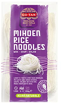 Go-Tan - Fideos de Arroz, Noodles, Ideal para Wok, Ensaladas y Sopas, Fideo Fino - 250g