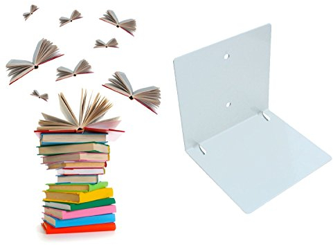 Wenzl Onlinemarketing Schwebende Bücher: unsichtbares Regal für Bücher, originelle Bücherstütze mit bis zu 10kg Tragkraft, stapelbarer Buchhalter