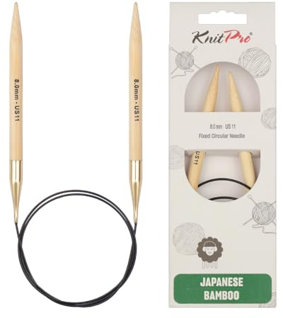 KnitPro K22234 Rundstricknadel, Bamboo, Braun, 60 cm x 8 mm
