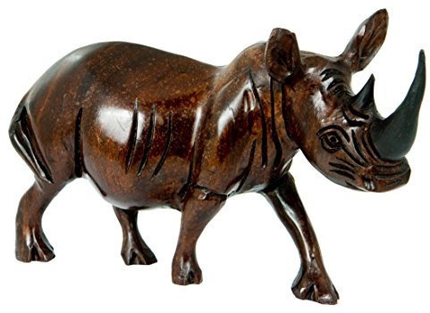 Nashorn Mohammed in Verschiedene Größen Handarbeit aus SIMBABWE Afrika Deko sehr hochwertiges Holznashorn Figur Holzfigur, 19cm
