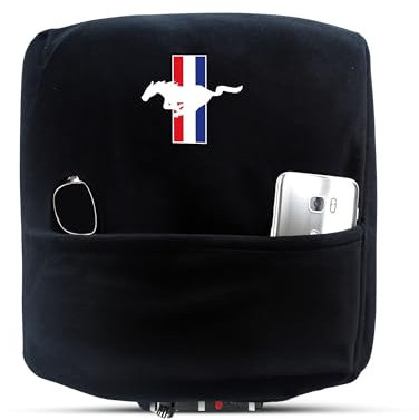 Seat Armour KAMUS15-16 Passgenaue Konsolenabdeckung mit gesticktem Logo für ausgewählte Mustang Tribar-Modelle mit Sprungsitz, Baumwolle (schwarz) (offiziell lizenziert, Dritte Sitze und Sitzbanke)